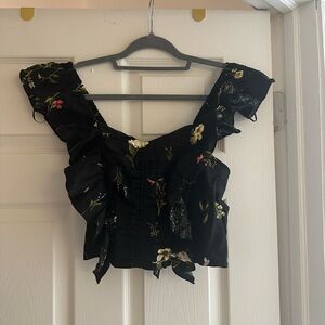 H&M Black with Floral Matching Linen Set NWT never worn